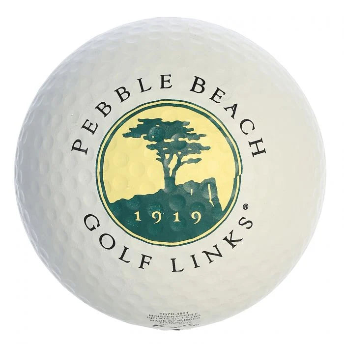 Golf ball with Pebble Beach Golf Links logo on a white background