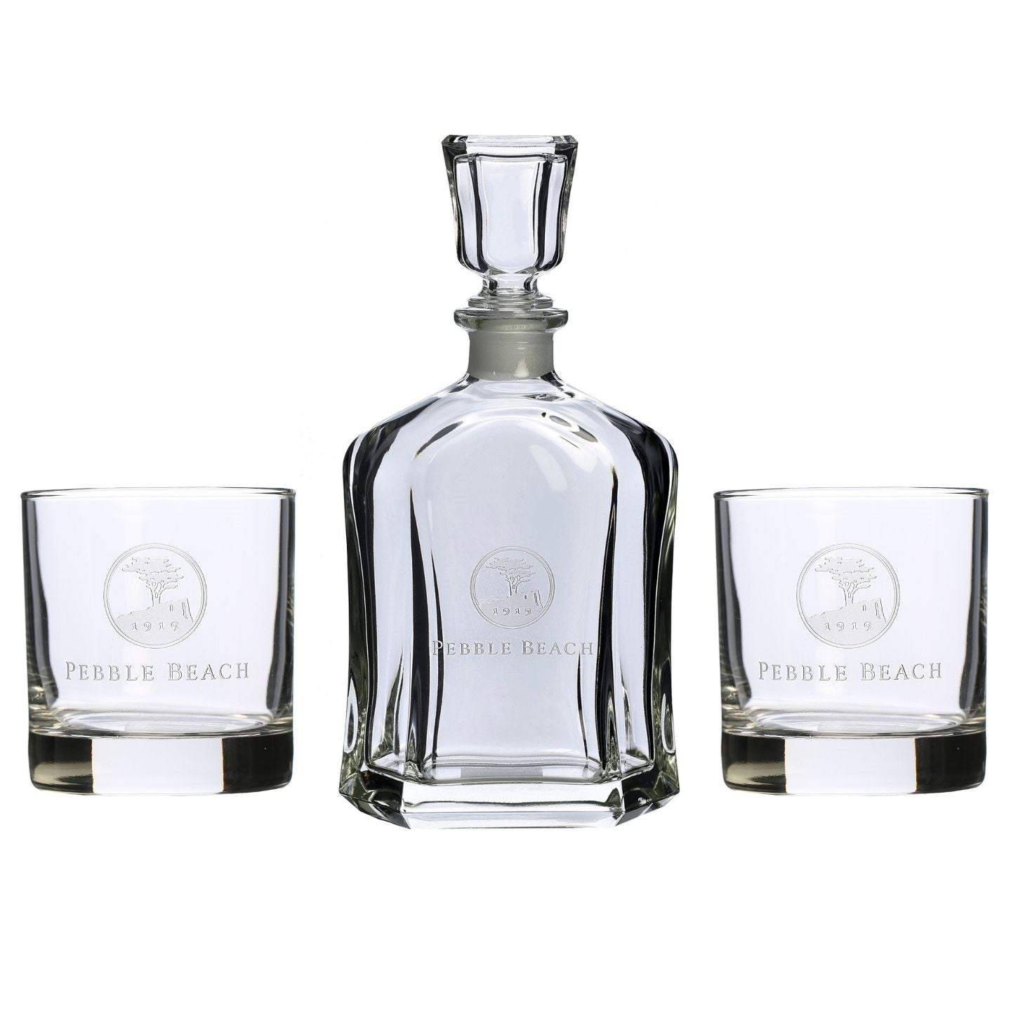 Pebble Beach Whiskey Decanter and Rocks Glasses Set