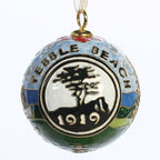 Pebble Beach Glass Golfing Santa Ornament by Kitty Keller