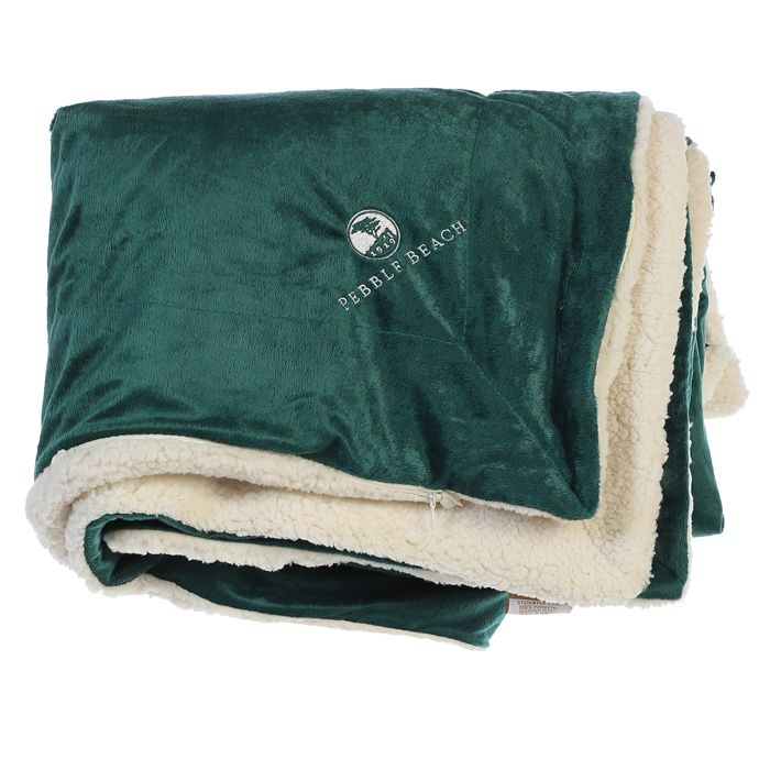 Pebble Beach Oversized Sherpa Throw Blanket-Forest