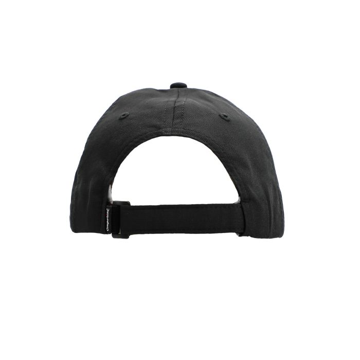 Back of a black cap on a white background