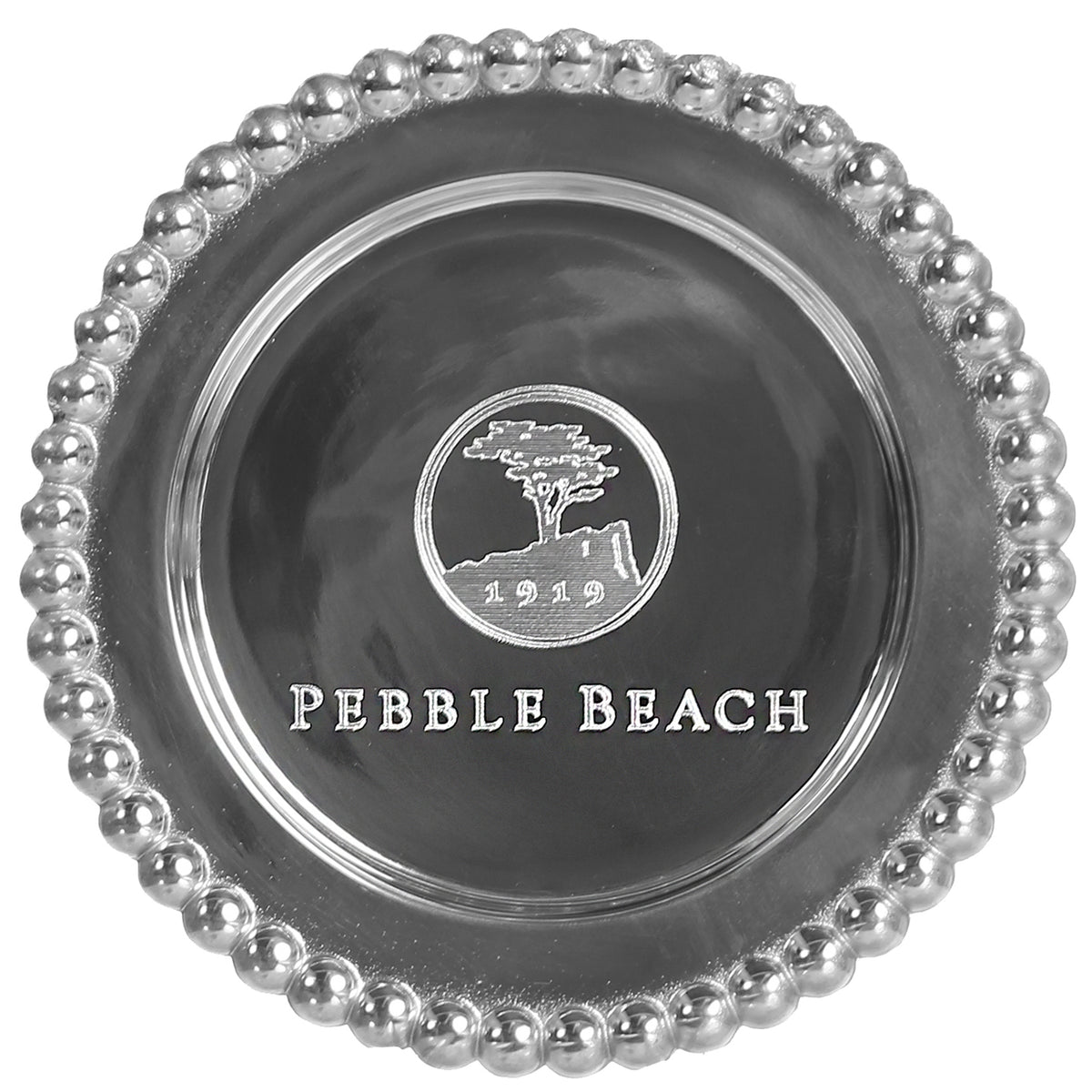 Pebble Beach Beaded Silver Wine Plate by Mariposa