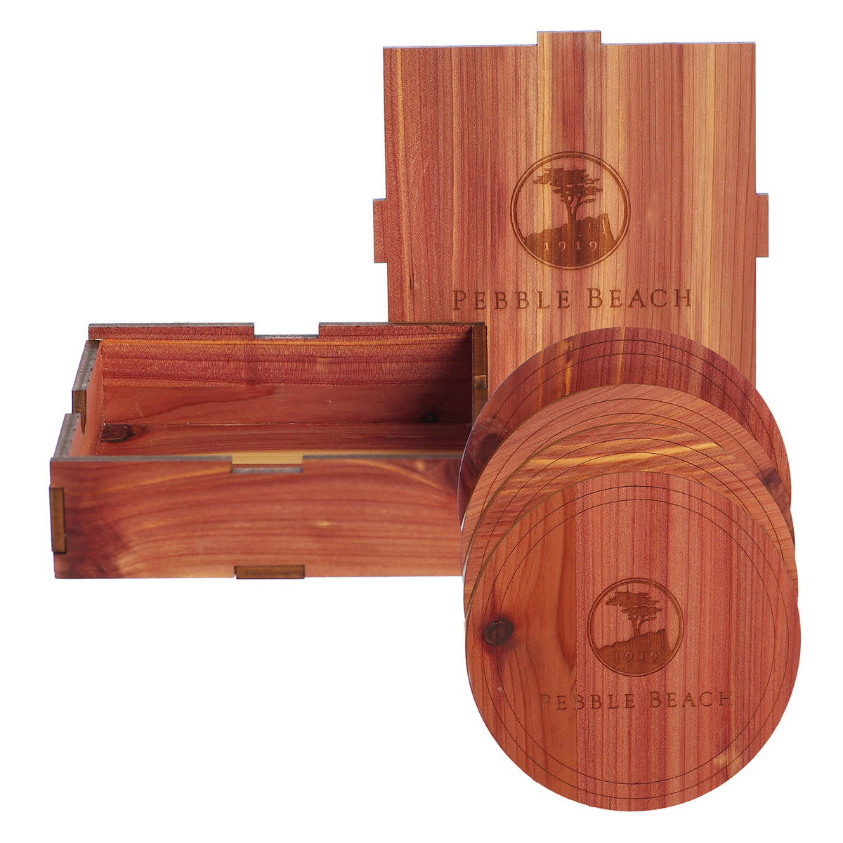 Pebble Beach Set of 4 Cedar Coasters by Woodchuck