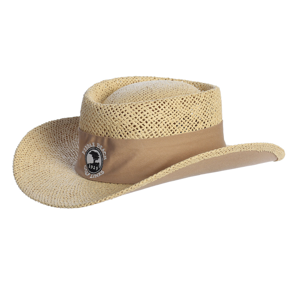 Pebble Beach Golf Links Straw Hat Gambler w/ Tan Band by Ahead