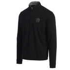 Black quarter-zip sweatshirt with a pebble beach logo on a white background