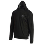 Black hoodie with a pebble beach logo on the chest against a white background