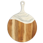 Pebble Beach Acacia and Marble Round Cheese Paddle by Lynn & Liana