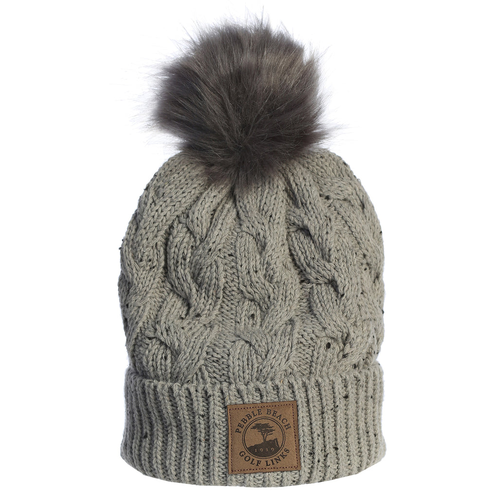 Pebble Beach Women's Fur Pom Pom Beanie by Kate Lord