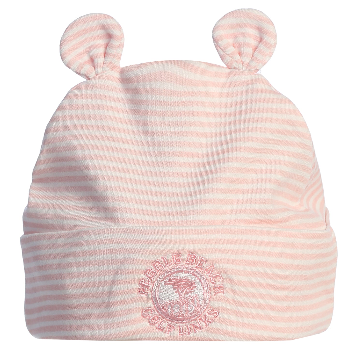 Pebble Beach Bear Infant Beanie by Garb- Pink
