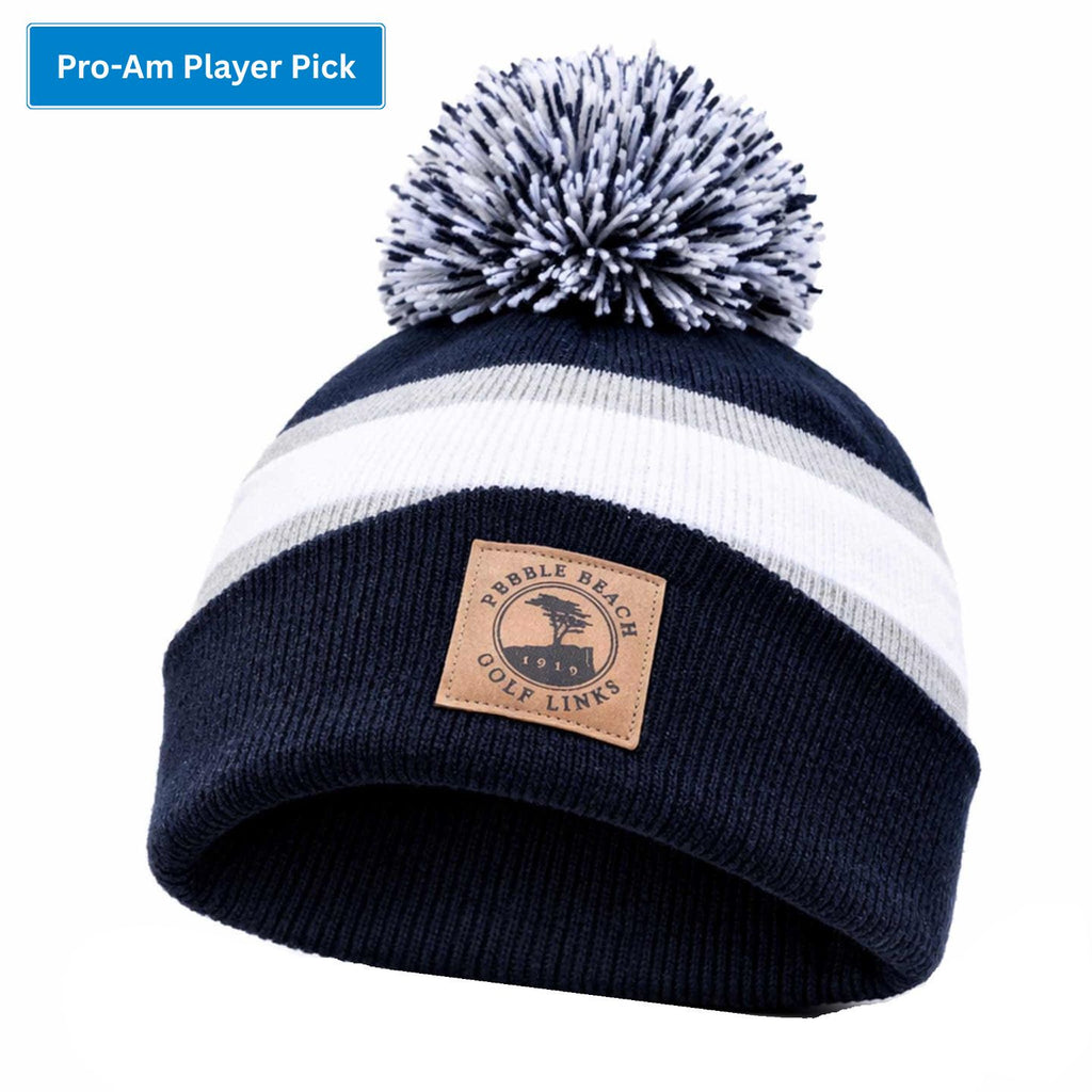 Pebble Beach Striped Pom Beanie by Ahead