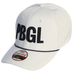 White cap with 'PBGL' text on a white background