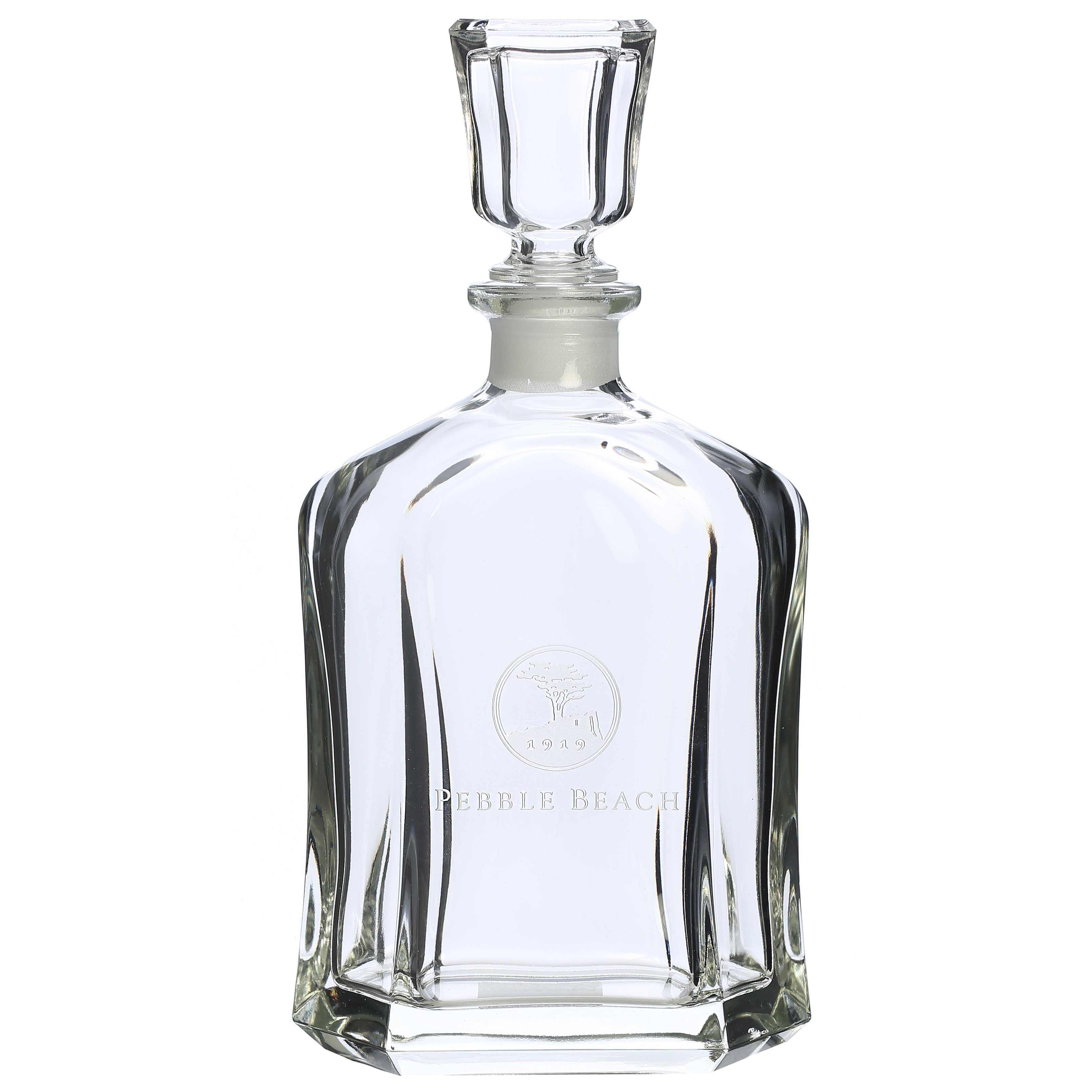 Pebble Beach Whiskey Decanter and Double Old Fashioned Glasses Set