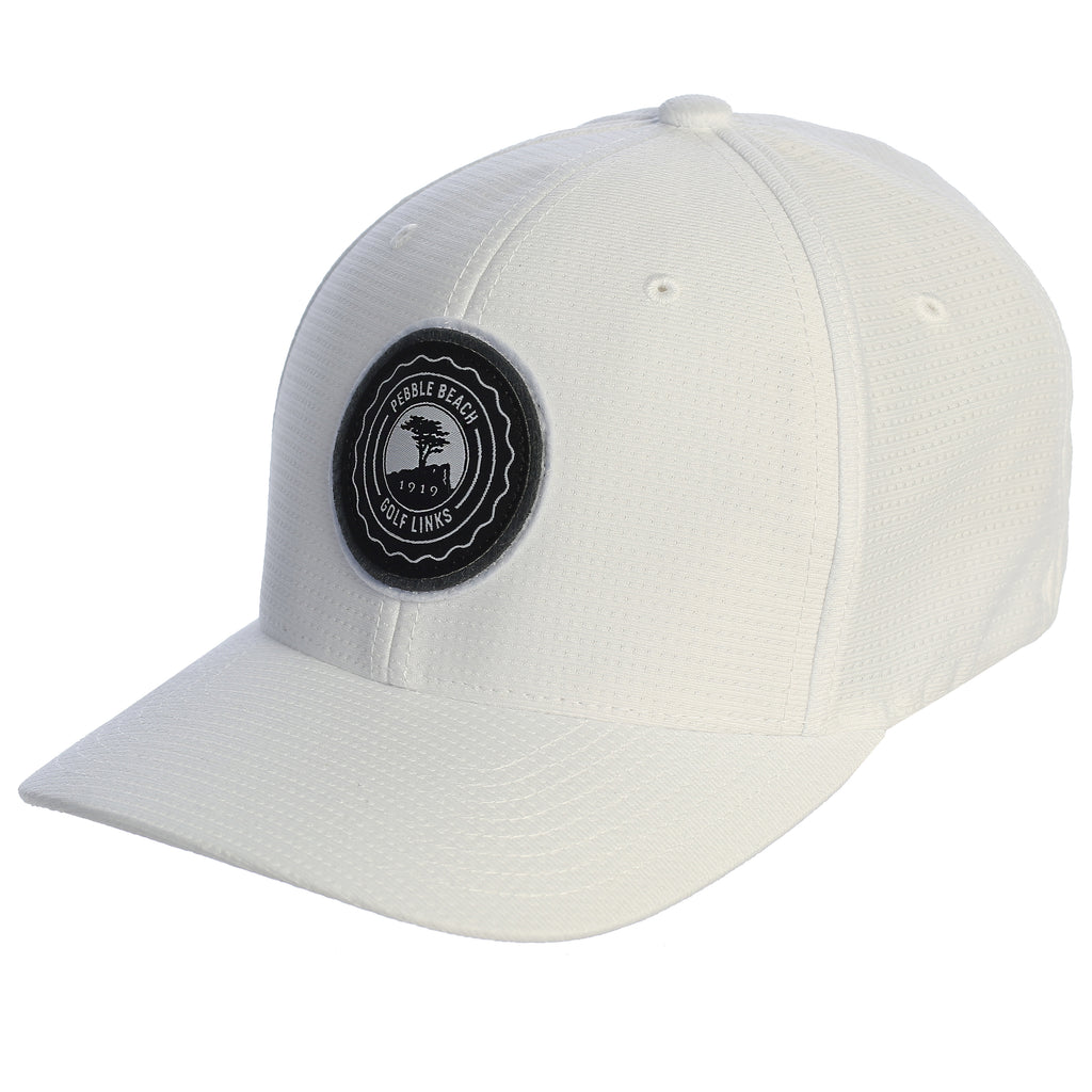 Pebble Beach Nassau Patch Fitted Hat by Travis Mathew- White