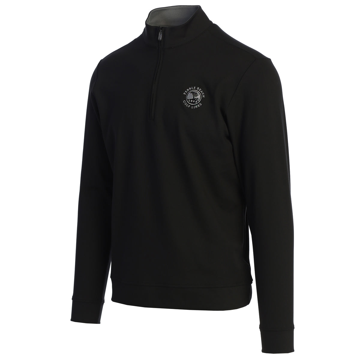 Black adidas quarter-zip pullover with a grey PBGL logo.
