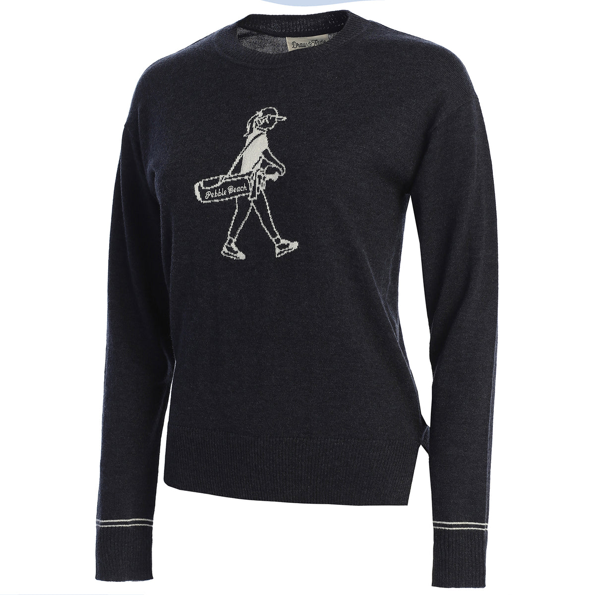 Pebble Beach Walking Girl Crewneck by Draw and Fade