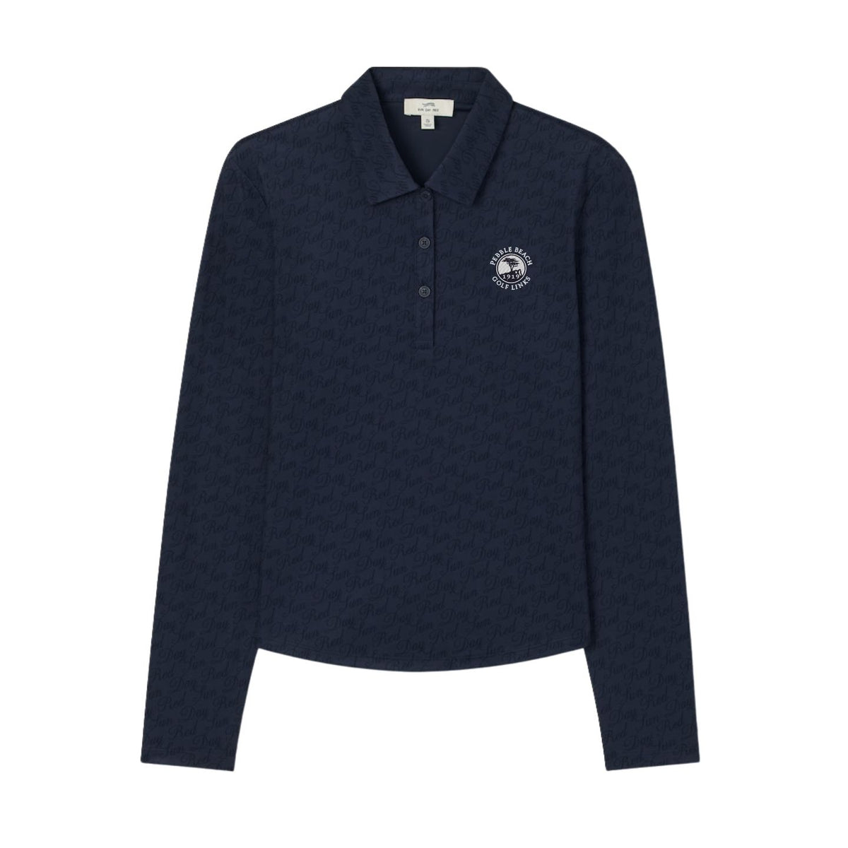 Pebble Beach Women's All Over Print Long Sleeve Icon Polo by Sun Day Red