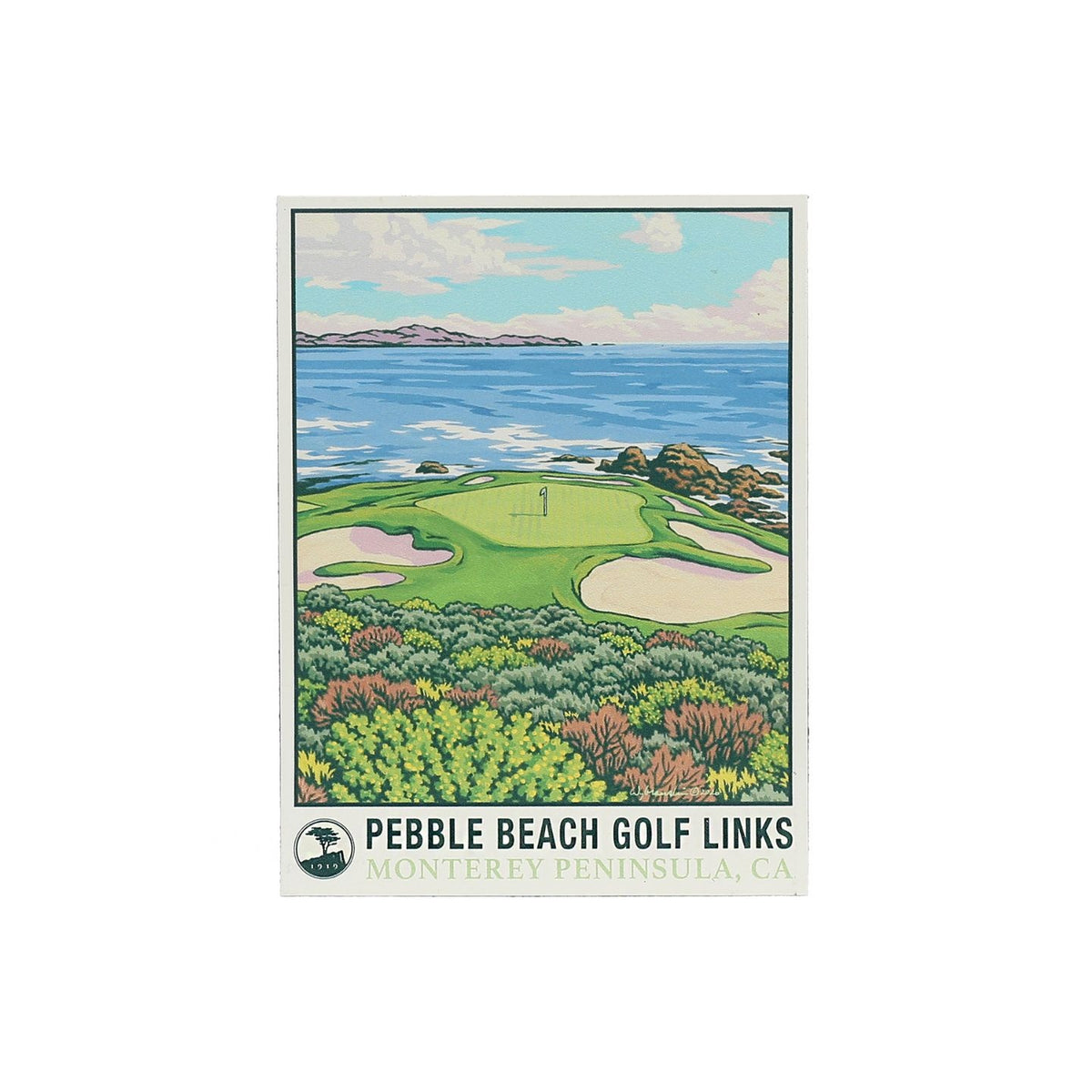 Pebble Beach 7th Hole Afternoon Light Magnet by Lee Wybranski
