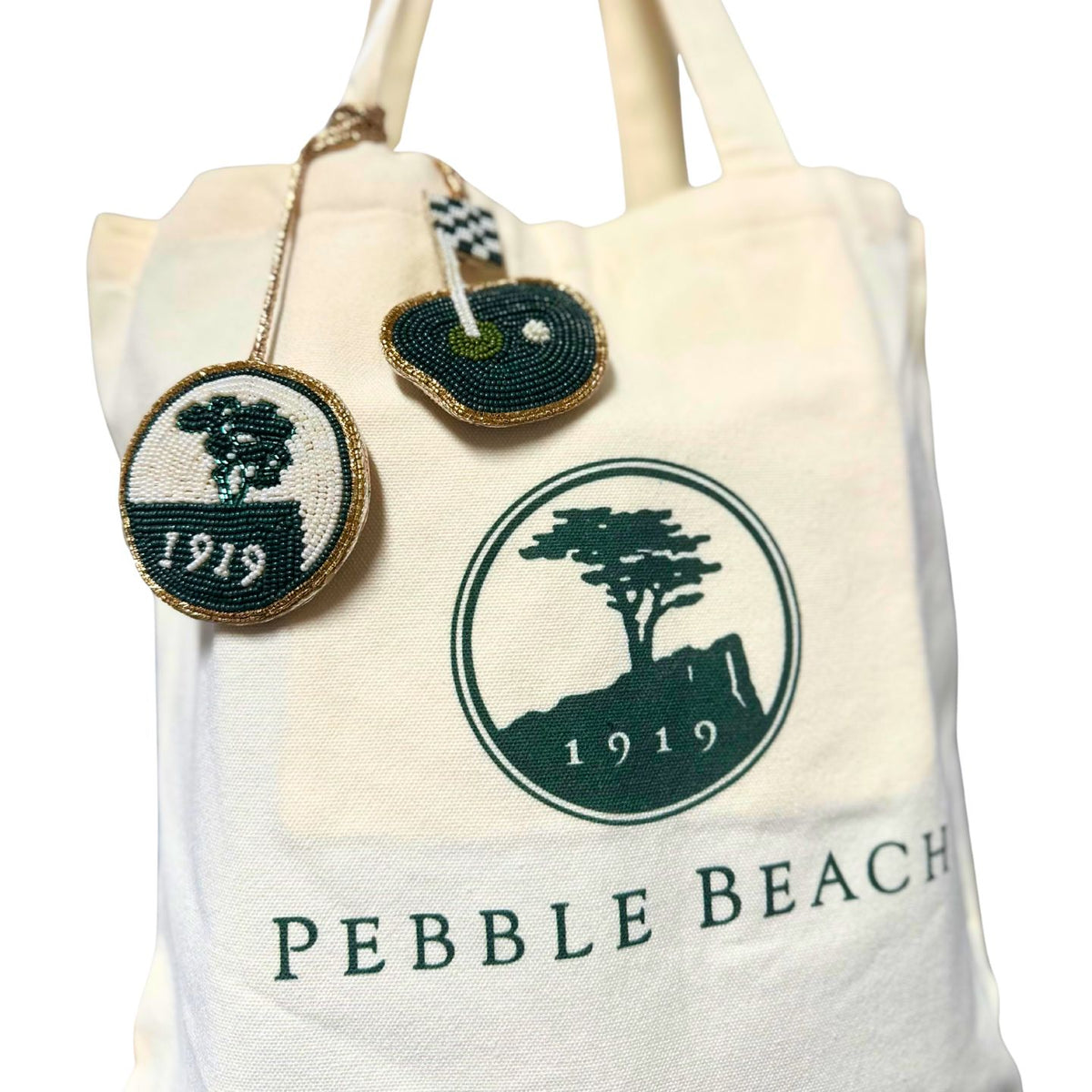 Pebble Beach Logo Beaded Bag Charm by Beth Ladd