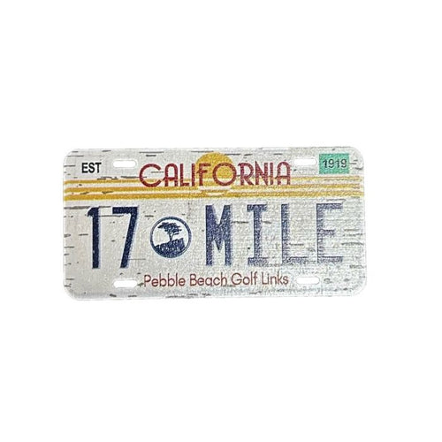 Magnet of California license plate with '17 Mile' and Pebble Beach Golf Links text on a white background