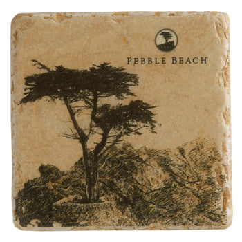 Pebble Beach Heritage Logo Handcrafted Marble Coaster by Art and Stone