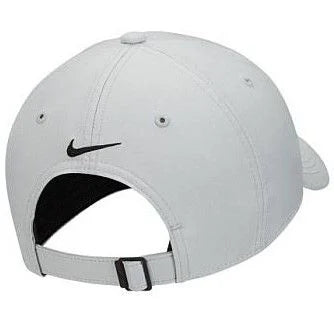 back of gray cap with Nike logo on a white background