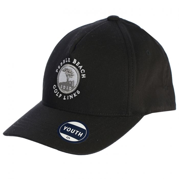Black cap with Pebble Beach Golf Links logo on a white background