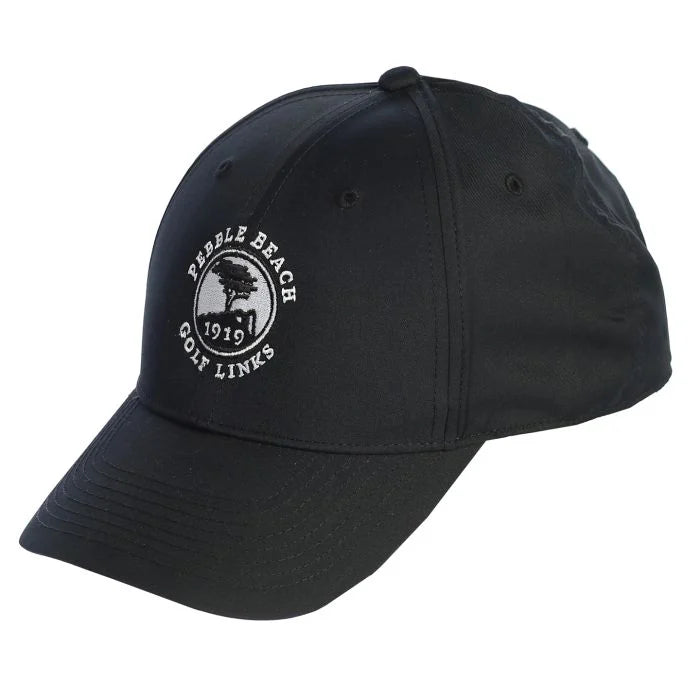 Black cap with Pebble Beach Golf Links logo on a white background