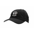 Black cap with white pebble beach logo on a white background