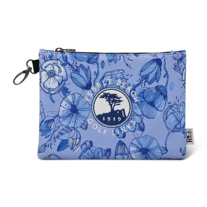 Pebble Beach California Poppy Zipper Tote-Blue
