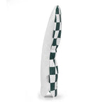 Checkered green and white fairway club cover on a white background