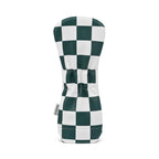 Checkered green and white rescue golf club head cover on a white background