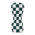 Green and white checkered driver club head cover on a white background