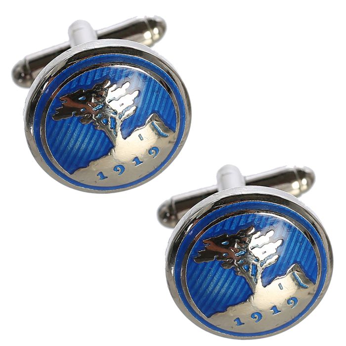 Pebble Beach Heritage Logo Enamel Boxed Cufflinks-Cobalt Blue
