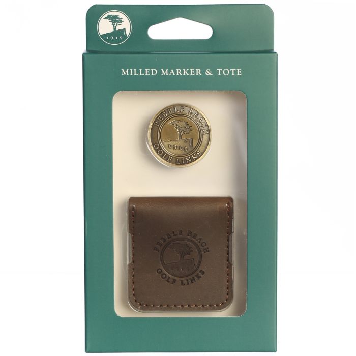 Milled Marker & a brown leather case in green packaging on a white background.