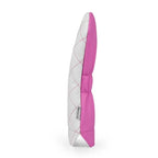Pink and white quilted Fairway head cover on a white background