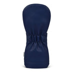 Navy blue golf club driver head cover on a white background