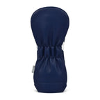 Navy blue golf fairway club head cover with a white stripe on a white background