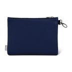 Navy blue pouch with a zipper on a white background