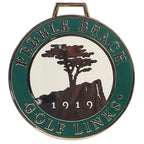 Green bag tag with 'Pebble Beach Golf Links 1919' design on a white background