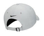 Back of a Grey cap with a Nike logo on a white background