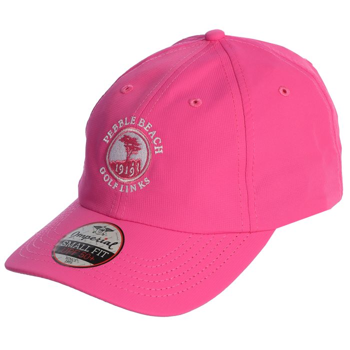 Pink cap with a pebble beach logo  on a white background