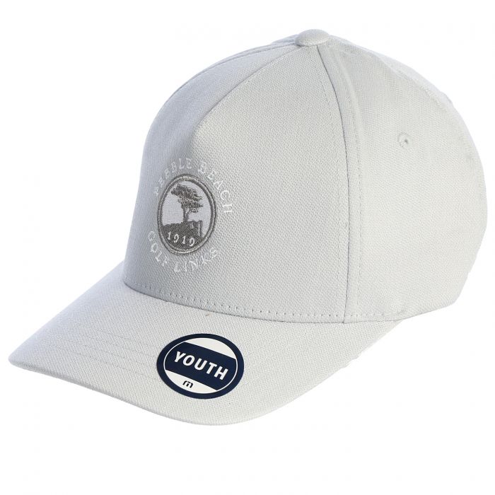 Gray cap with pebble beach branding on a white background