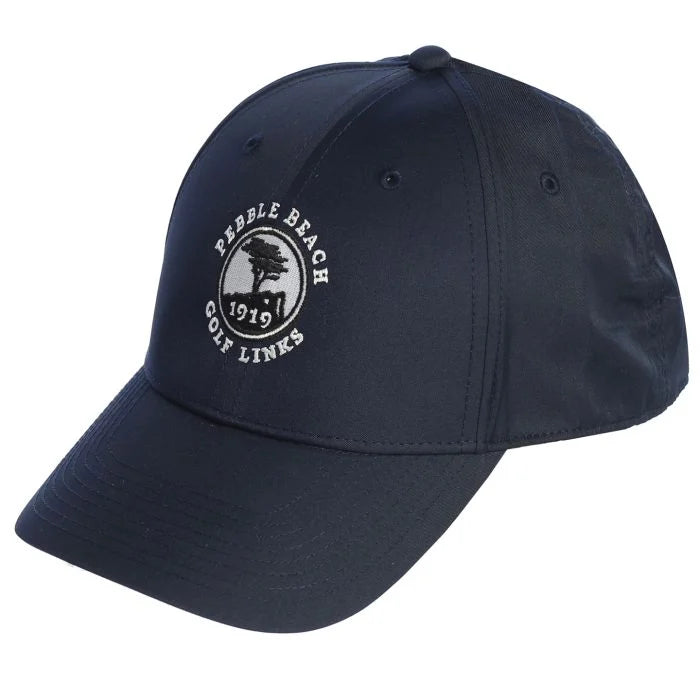 Navy blue cap with a white Pebble Beach Golf Links logo on a white background