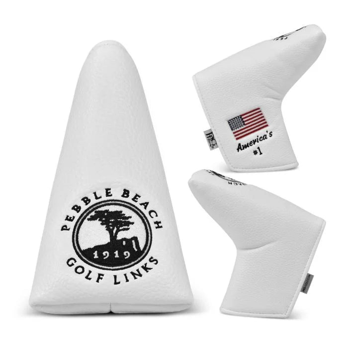 Pebble Beach Solid Elite Studio Blade Putter Cover-White