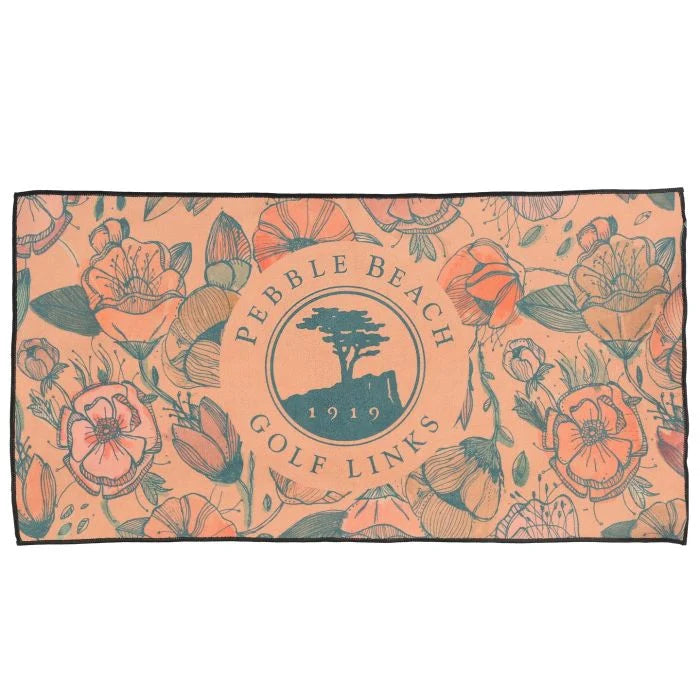 Pebble Beach California Poppy Rival Microfiber Golf Towel-Orange