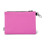 pink and white quilted pouch with a pink pebble beach golf links logo on a white background