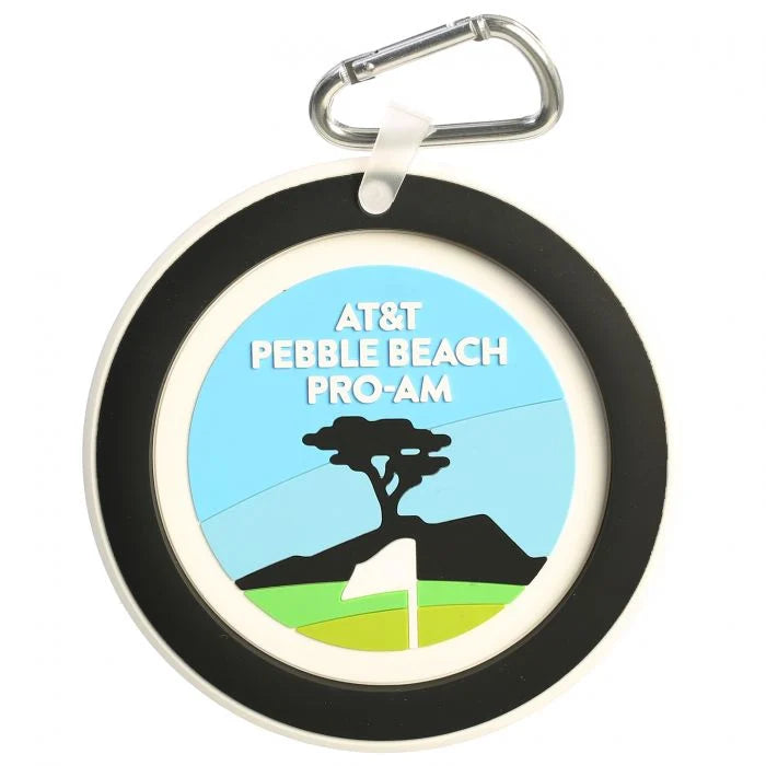 Round keychain with AT&T Pebble Beach Pro-Am logo on a white background