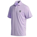 Lavender polo shirt with a Pebble Beach logo on a white background