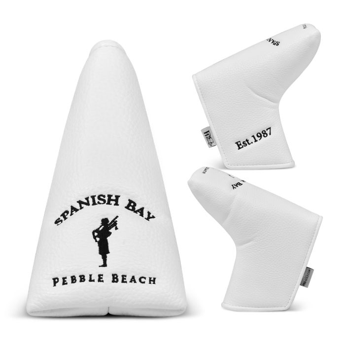 Spanish Bay Solid Elite Studio Blade Putter Cover-White