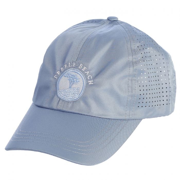 Light blue cap with 'Pebble Beach' logo on a white background